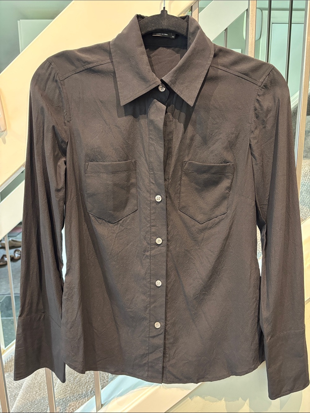 BCBGMAXAZRIA Silk Blend Button Down in Black